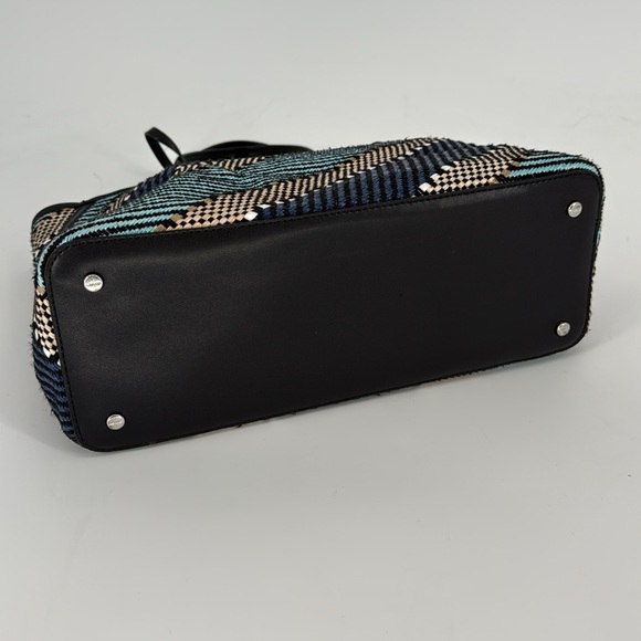 CALVIN KLEIN Jacky Raffia Straw Slouchy Tote Blue Gold Multi Bag AUTHENTIC - Picture 7 of 11